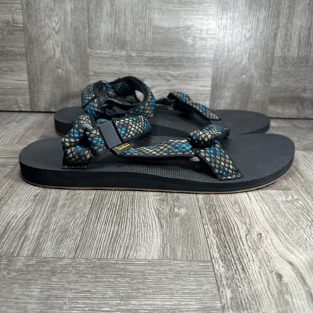 Teva Sandals Original Universal Mens 13 Black Blue Aztec Straps NEW 1004006